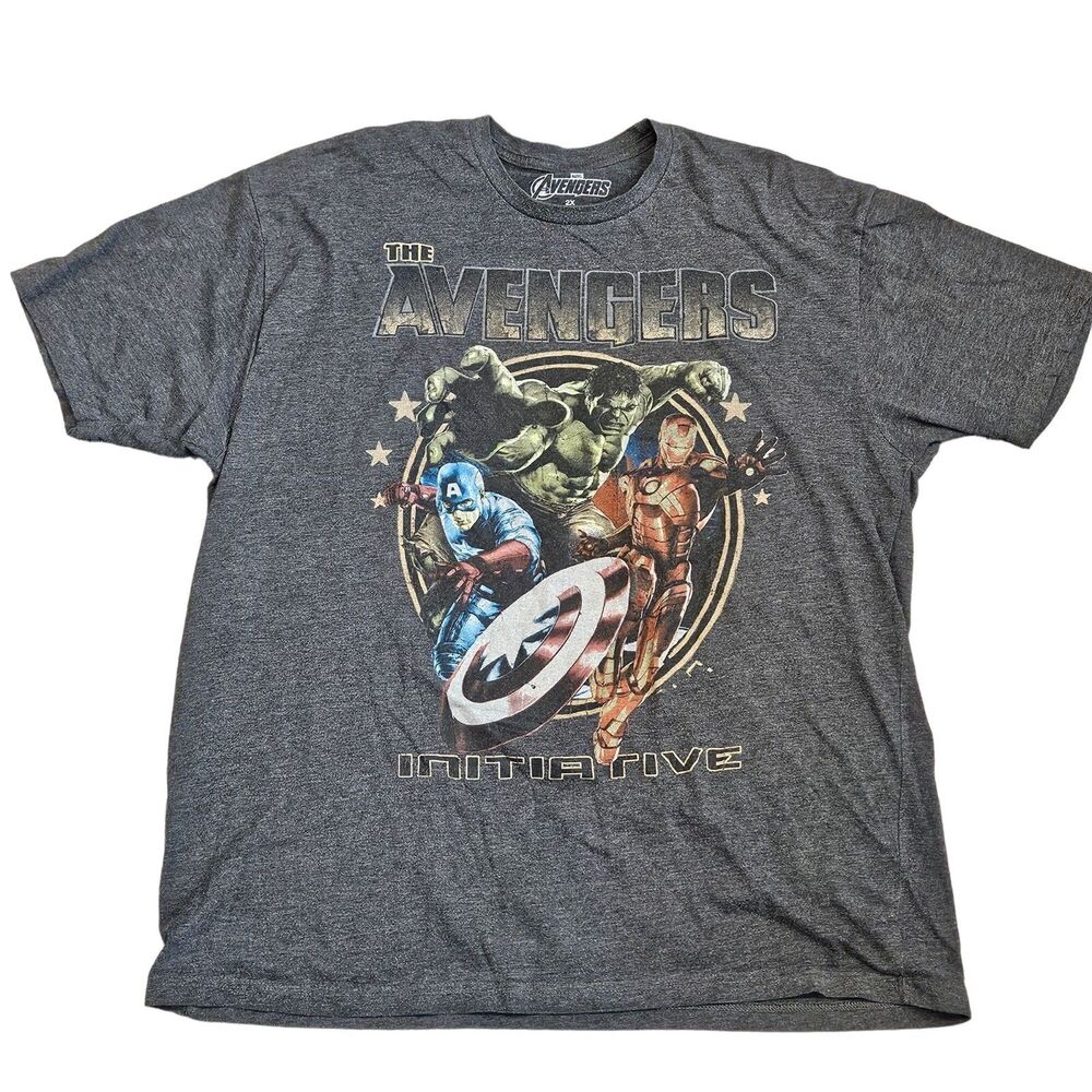 Marvel Avengers "Initiative" Men's Short Sleeve Gray T-Shirt Size 2X